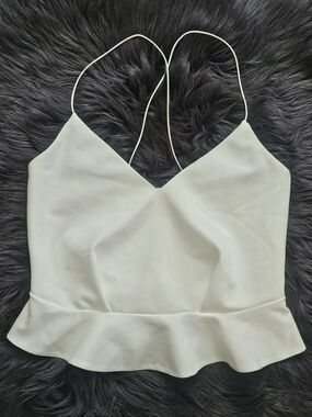 River Island Cream Peplum Cami Top with Spaghetti Straps